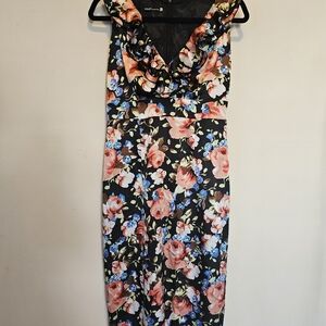 OGGI Black Floral Midi Dress